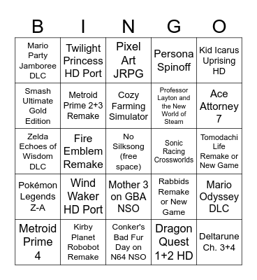Switch 1 Direct Bingo Card