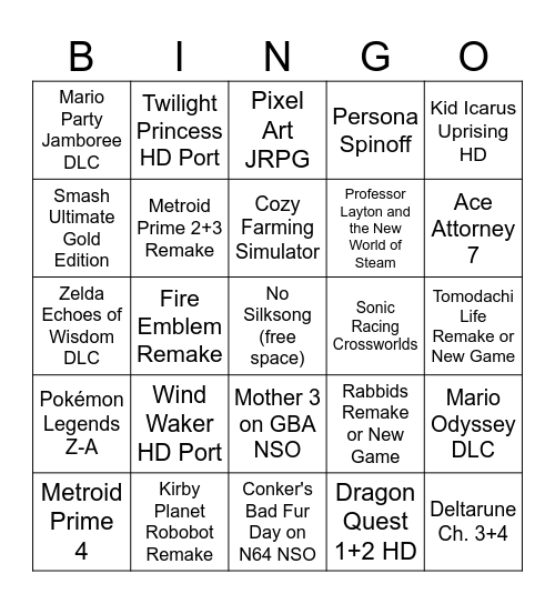 Switch 1 Direct Bingo Card