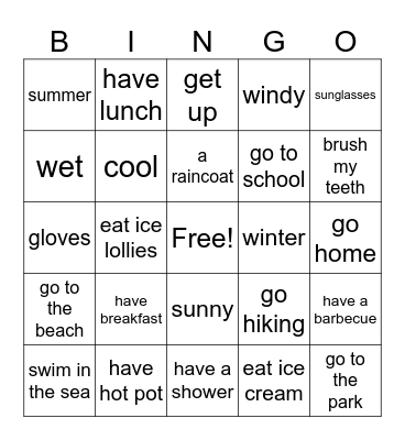 Vocabulary Bingo! Bingo Card