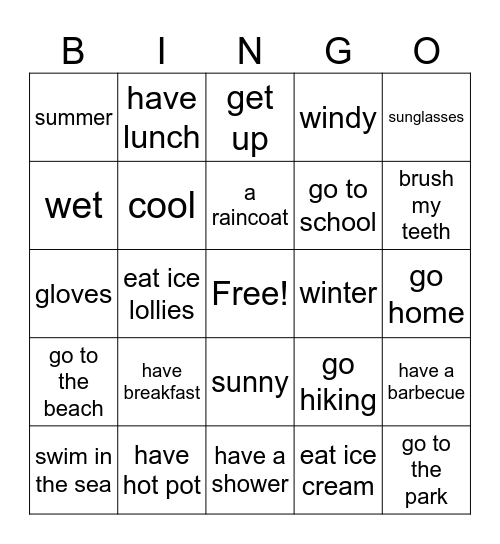 Vocabulary Bingo! Bingo Card