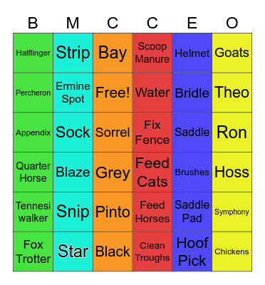 Barn Bingo Card