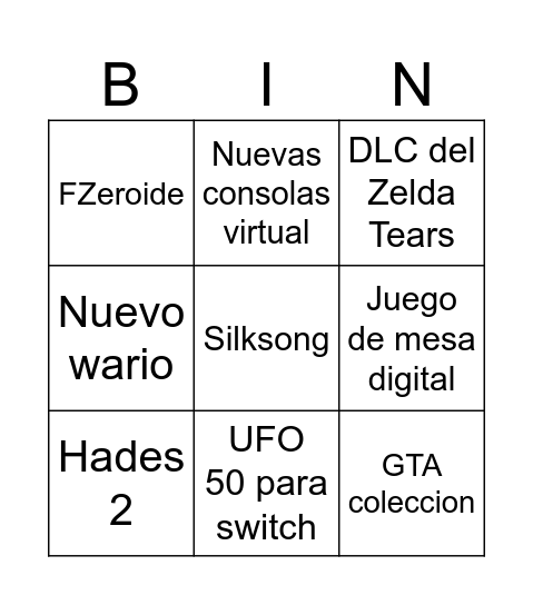 Ultimo nintendo direct Bingo Card