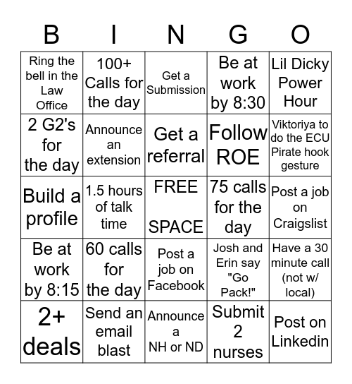 NRM Bingo Card