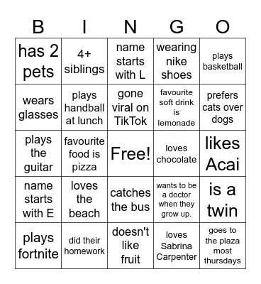 FIND SOMEONE WHO.. Bingo Card