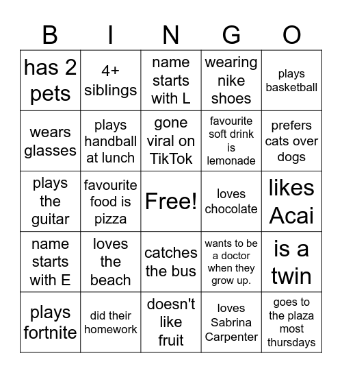 FIND SOMEONE WHO.. Bingo Card