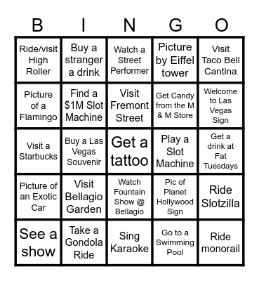 Las Vegas Bingo Card