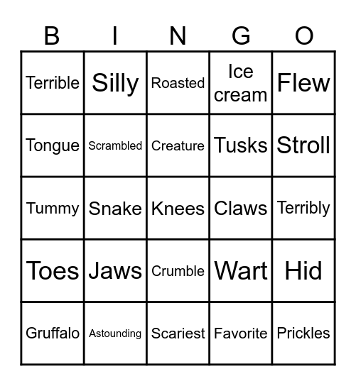 Gruffalo Bingo Card