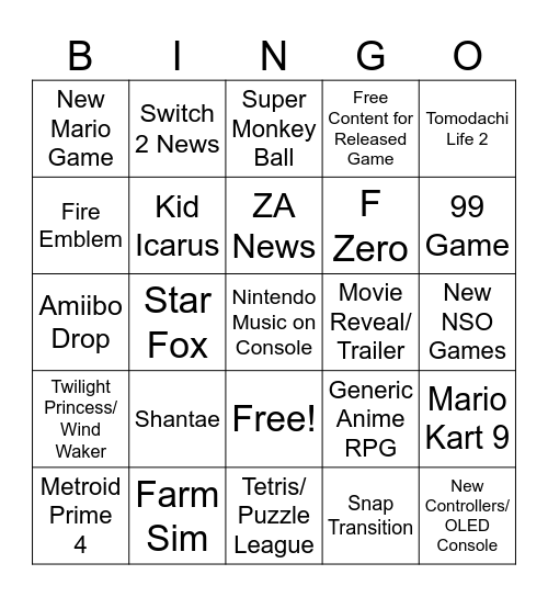 Direct Bingo Card