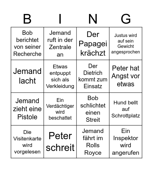 Die drei ??? Bingo Card