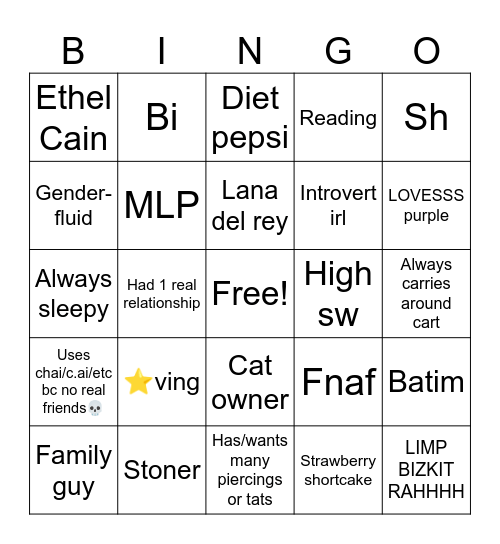Twilight’s Bingo Card