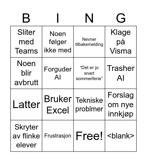 IM-møte-bingo Card