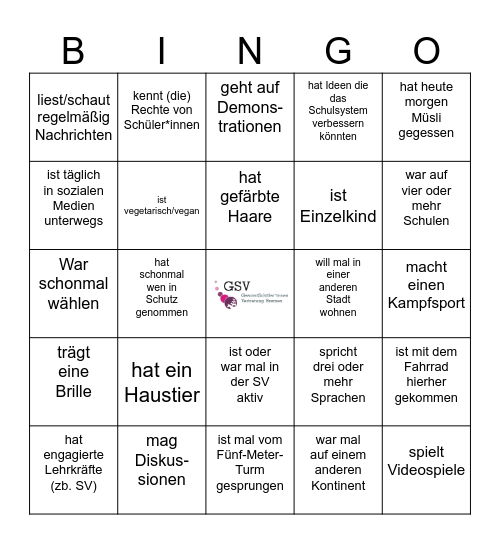 Kennenlern-Bingo Card