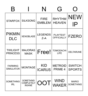 Final Switch Direct Predictions Bingo Card