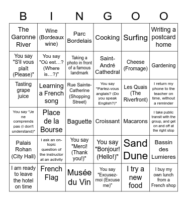 Bordeaux! Bingo Card