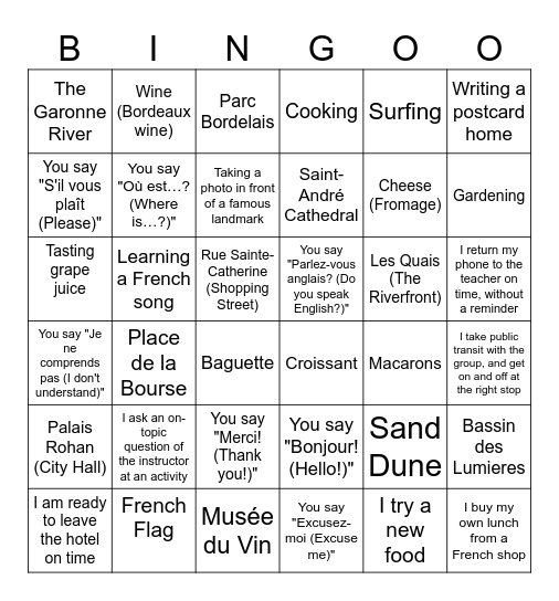 Bordeaux! Bingo Card