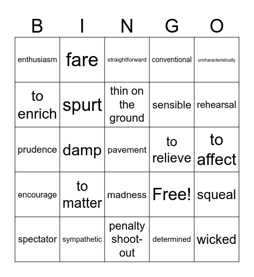 Unit 3 vocab check Bingo Card