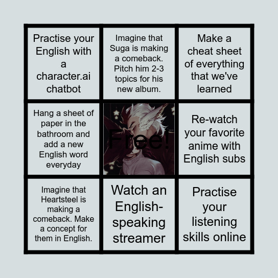 AGAST ENGLISH BINGO Card