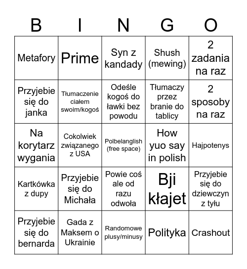 Pani od matmy 2 Bingo Card
