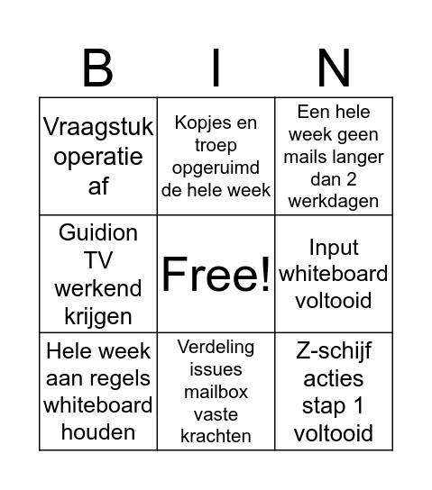 Logistieke bingokaart week 41 Bingo Card