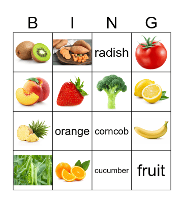 Fruits and vegetables Bingo Card