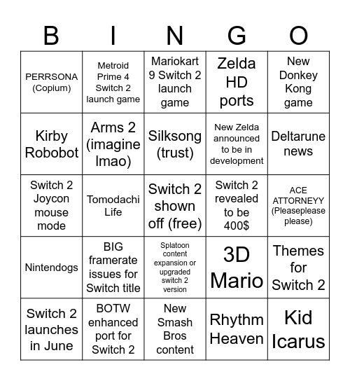 3/27 Switch & 4/2 Switch 2 Direct Bingo Card