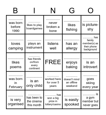 People Bingo Card