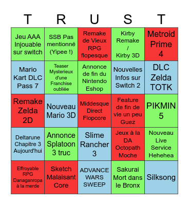 YANN BINGO Card
