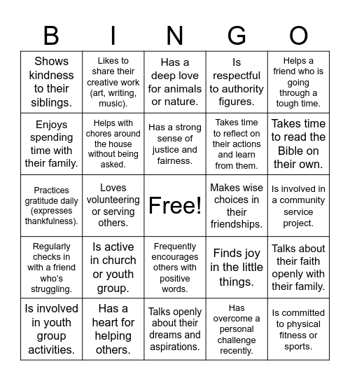 Parenting Teens Bingo Card
