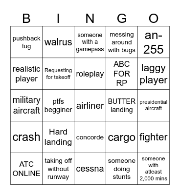PTFS Bingo Card