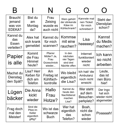 MITARBEITER*INNEN Bingo Card