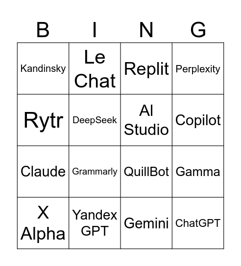 Нейросети Bingo Card