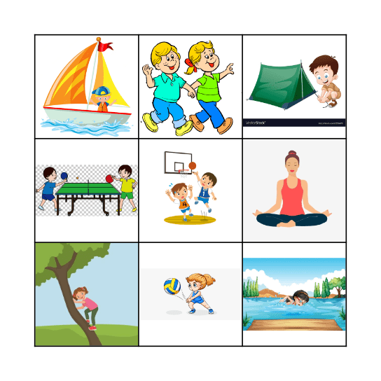 Camp Activities Bingo Card