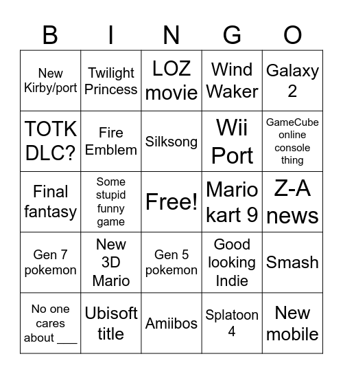 3/27 direct Bingo Card