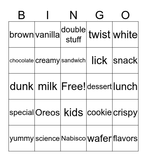 Oreos Bingo Card