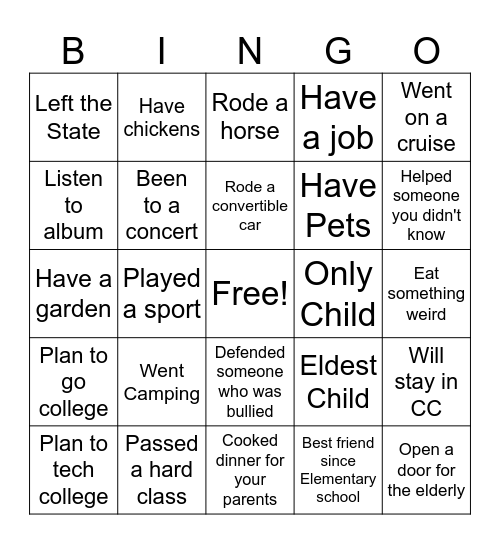 AVID Bingo Card