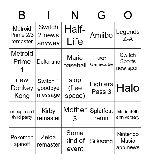 Direct 3/27/25 Bingo Card