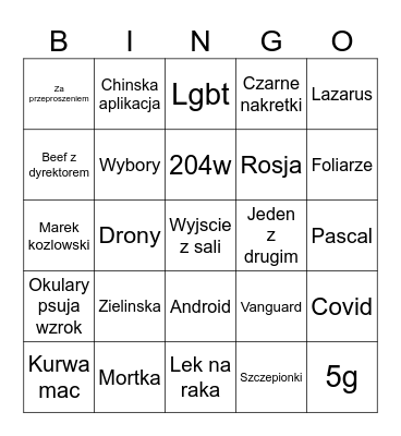 Bungo Bingo Card