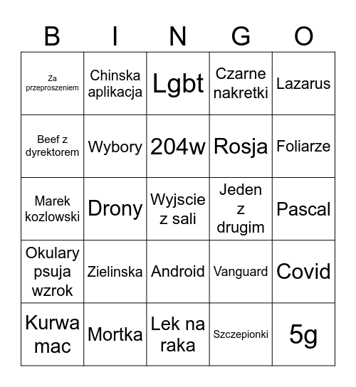 Bungo Bingo Card