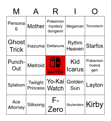 Cocktendo Bingo Card