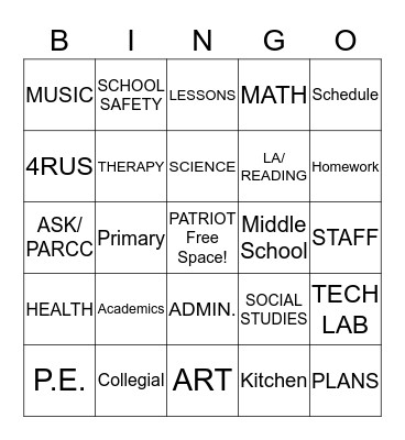 YCS GWS BINGO Card