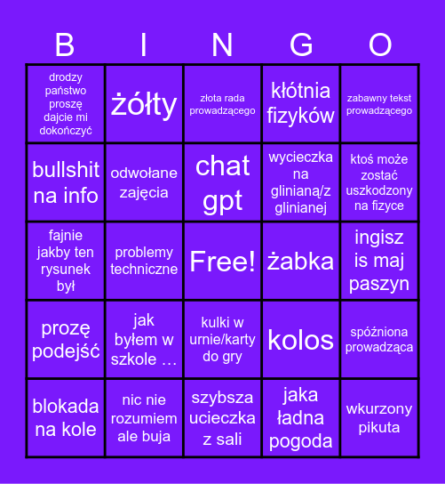 bingo studenta Bingo Card