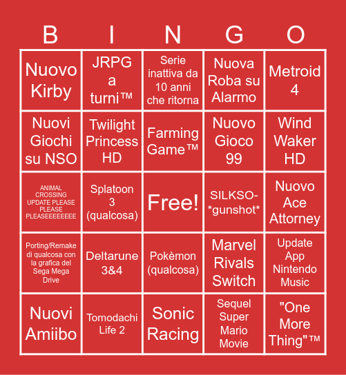 NINTENDO BINGO 27.03.2024 Bingo Card