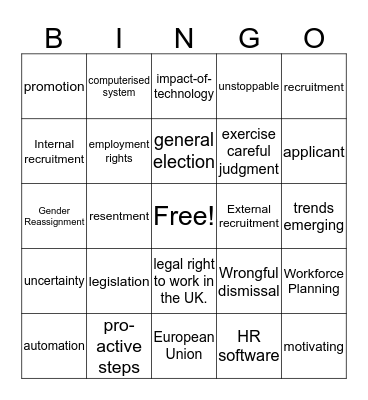 HRM Lecture bingo  Bingo Card
