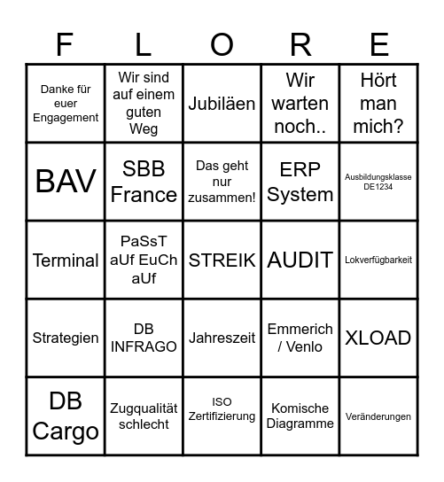 Europa Café Bingo Card