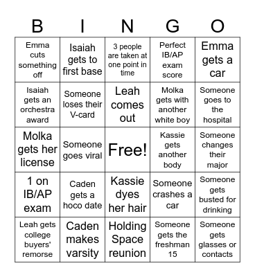 Holding Space Bingo Card