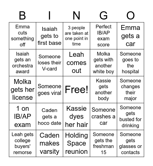 Holding Space Bingo Card