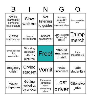 🗽🗑️🔥 Bingo Card