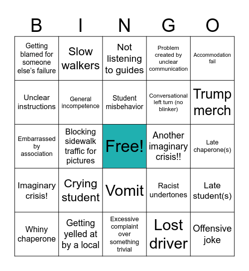 🗽🗑️🔥 Bingo Card
