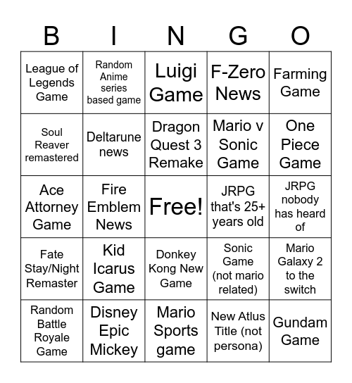 Direct Bingo Card