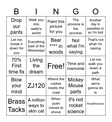 Frank Bingo Card